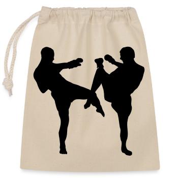 Boxe kickboxing - Sac cadeau en coton avec cordon (25 x 30 cm) - nature - Devant