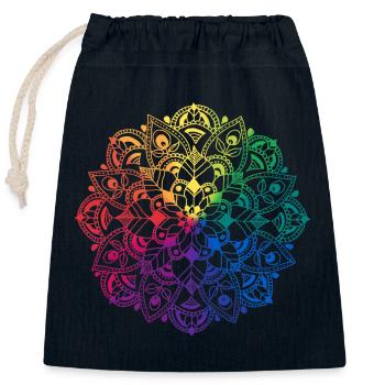 Flower Mandala - Verschließbarer Geschenkbeutel aus Baumwolle (25x30cm) - Navy - Vorne