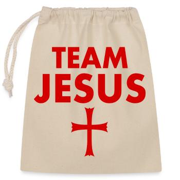 Team jesus cross - Closable cotton gift bag (25x30cm) - nature - Front