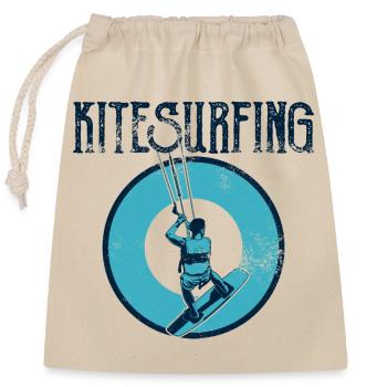 Kitesurfer - Verschließbarer Geschenkbeutel aus Baumwolle (25x30cm) - Natur - Vorne