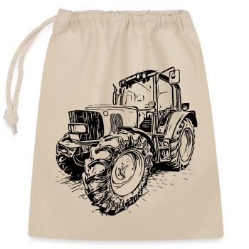 Tracteur JD vert - Sac cadeau en coton avec cordon (25 x 30 cm) - nature - Devant