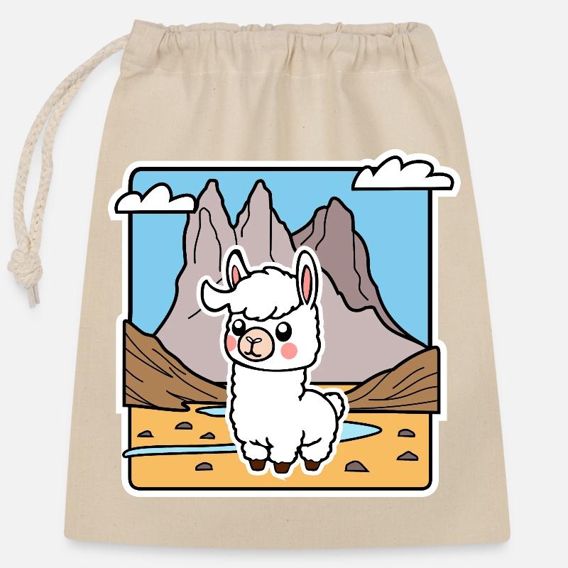 So ein niedliches Lama! Oder ist es ein Alpaka? - Verschließbarer Geschenkbeutel aus Baumwolle (25x30cm) - Natur