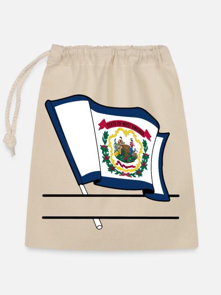 Flagge West Virginia Textbanner - Verschließbarer Geschenkbeutel aus Baumwolle (25x30cm) - Natur