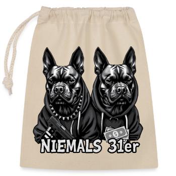 Jamais 31 - Sac cadeau en coton avec cordon (25 x 30 cm) - nature - Devant