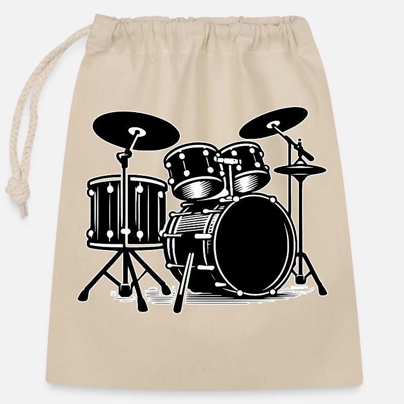 Drums Outline - Closable cotton gift bag (25x30cm) - nature