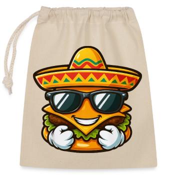 Burger frais avec sombrero et lunettes de soleil - Sac cadeau en coton avec cordon (25 x 30 cm) - nature - Devant