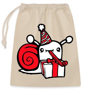 Snail Birthday Party Gifts Hat Cute - Closable cotton gift bag (25x30cm) - nature - Front