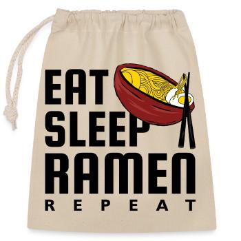 Essen Schlaf Ramen Wiederholen - Verschließbarer Geschenkbeutel aus Baumwolle (25x30cm) - Natur - Vorne