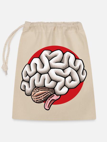 Gehirn Hirn Brain - Verschließbarer Geschenkbeutel aus Baumwolle (25x30cm) - Natur