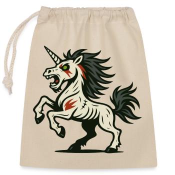 Untotes Berserker-Einhorn mit Narben und Wut - Verschließbarer Geschenkbeutel aus Baumwolle (25x30cm) - Natur - Vorne