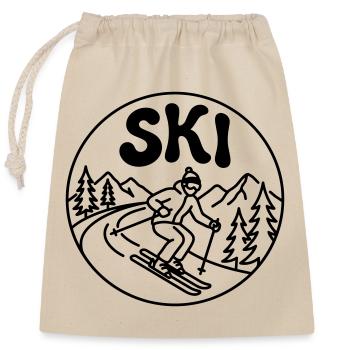 Ski - Verschließbarer Geschenkbeutel aus Baumwolle (25x30cm) - Natur - Vorne
