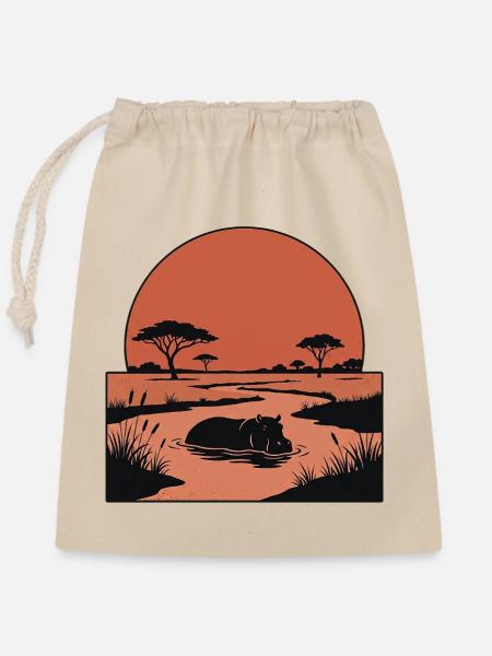 Nilpferd Savanne Afrika - Verschließbarer Geschenkbeutel aus Baumwolle (25x30cm) - Natur