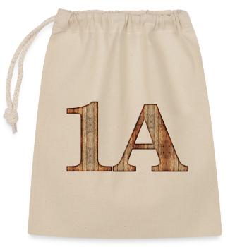 1A Wood Letter in Wood Grain - Closable cotton gift bag (25x30cm) - nature - Front