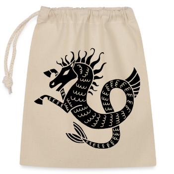 Black sea horse - Closable cotton gift bag (25x30cm) - nature - Front