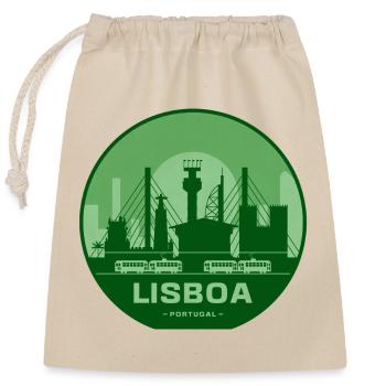 Lisboa Brücken Silhouette Züge - Verschließbarer Geschenkbeutel aus Baumwolle (25x30cm) - Natur - Vorne