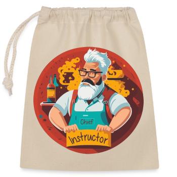 BBQ Main Instructor - Closable cotton gift bag (25x30cm) - nature - Front