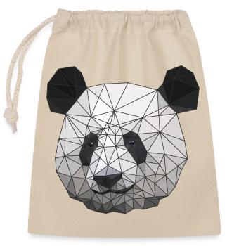 Polygonal Panda Bär Low Poly Kunst Dreieck Formen - Verschließbarer Geschenkbeutel aus Baumwolle (25x30cm) - Natur - Vorne