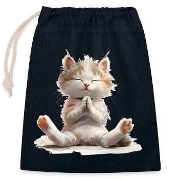 Cute Puppy Cat's Prayer - Closable cotton gift bag (25x30cm) - navy - Front