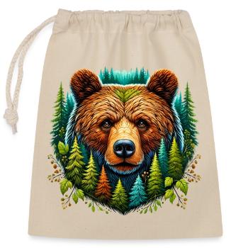 Bear - Closable cotton gift bag (25x30cm) - nature - Front