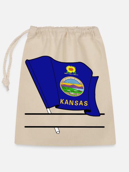 Hinweis Kansas Text Banner - Verschließbarer Geschenkbeutel aus Baumwolle (25x30cm) - Natur