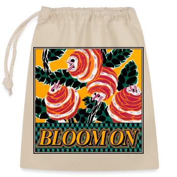Bloom On - Déclaration florale rétro - Sac cadeau en coton avec cordon (25 x 30 cm) - nature - Devant