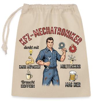 Der Kfz-Mechatroniker - Verschließbarer Geschenkbeutel aus Baumwolle (25x30cm) - Natur - Vorne