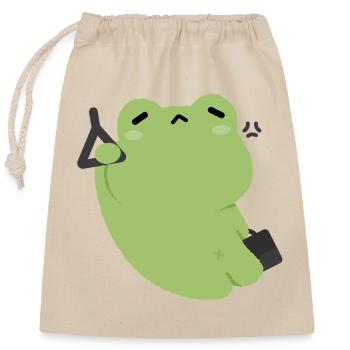 Trajet de la grenouille verte fatiguée - Sac cadeau en coton avec cordon (25 x 30 cm) - nature - Devant