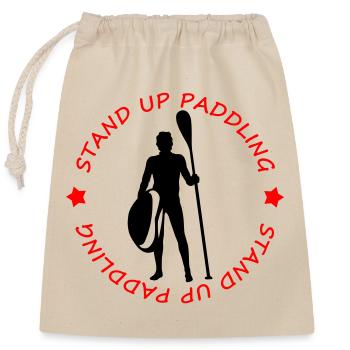 Stand Up Paddling - Closable cotton gift bag (25x30cm) - nature - Front