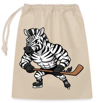 Cooles Zebra Eishockeyspieler Herrchen Hockey Fan - Verschließbarer Geschenkbeutel aus Baumwolle (25x30cm) - Natur - Vorne