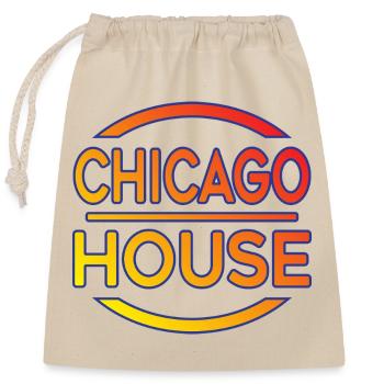 Chicago House Musik Typografie - Verschließbarer Geschenkbeutel aus Baumwolle (25x30cm) - Natur - Vorne