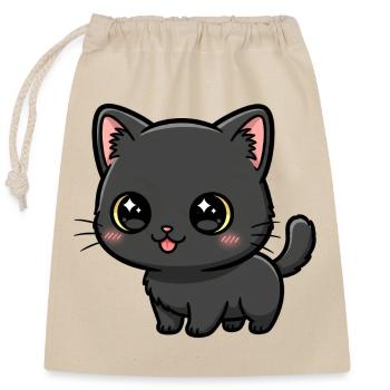 Midnight Kawaii Chaton - Sac cadeau en coton avec cordon (25 x 30 cm) - nature - Devant