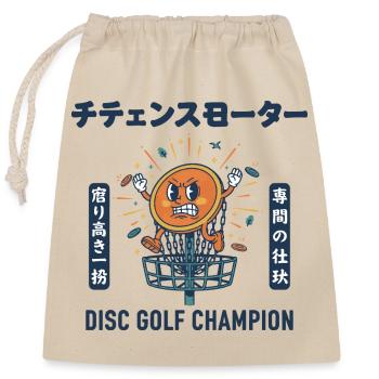 Disc Golf Champion Funny Disc Golfer Design - Closable cotton gift bag (25x30cm) - nature - Front