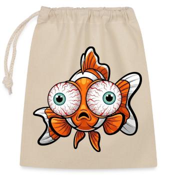 Cute goldfish cartoon big eyes tired - Closable cotton gift bag (25x30cm) - nature - Front