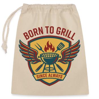 Born To Grill Coat Of Arms Wings Barbecue - Closable cotton gift bag (25x30cm) - nature - Front