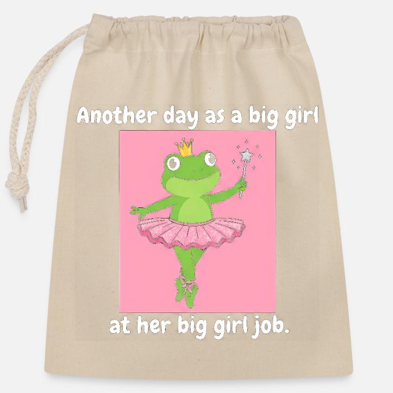 Frog princess in tutu - Closable cotton gift bag (25x30cm) - nature