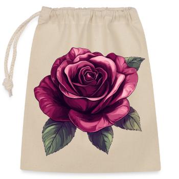 Dark Rose Blossom Illustration - Closable cotton gift bag (25x30cm) - nature - Front
