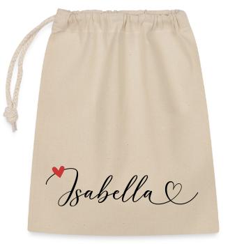 Isabella Last name First name Calligraphy heart - Closable cotton gift bag (25x30cm) - nature - Front