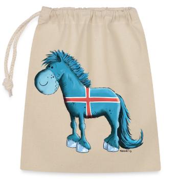 Cheval islandais - Sac cadeau en coton avec cordon (25 x 30 cm) - nature - Devant