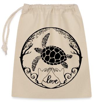 Tortue de mer Amour - Sac cadeau en coton avec cordon (25 x 30 cm) - nature - Devant