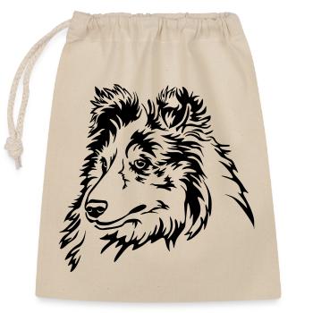 Sheltie Head - Closable cotton gift bag (25x30cm) - nature - Front