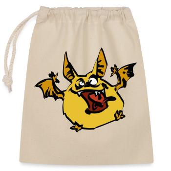 Small hairy monster with wings - Closable cotton gift bag (25x30cm) - nature - Front