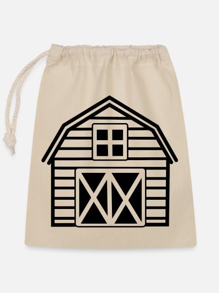 Transparentes Schattenbild mit Farmlogo - Verschließbarer Geschenkbeutel aus Baumwolle (25x30cm) - Natur