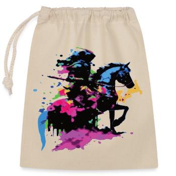 Rider Horse colorful - Closable cotton gift bag (25x30cm) - nature - Front