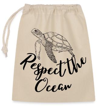Respect the Ocean - Respektiere den Ozean - Closable cotton gift bag (25x30cm) - nature - Front