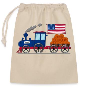 USA Flagge Basketball Eisenbahn - Verschließbarer Geschenkbeutel aus Baumwolle (25x30cm) - Natur - Vorne