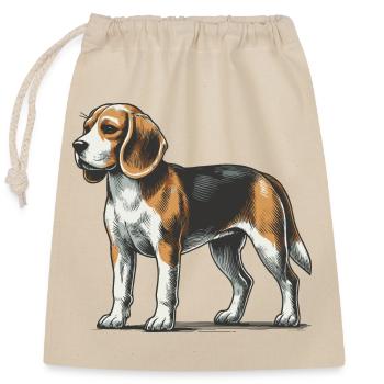 Beagle - Verschließbarer Geschenkbeutel aus Baumwolle (25x30cm) - Natur - Vorne