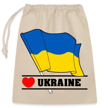 UKRAINE Herz - Verschließbarer Geschenkbeutel aus Baumwolle (25x30cm) - Natur - Vorne