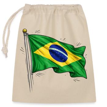 Brasilien Flagge - Verschließbarer Geschenkbeutel aus Baumwolle (25x30cm) - Natur - Vorne