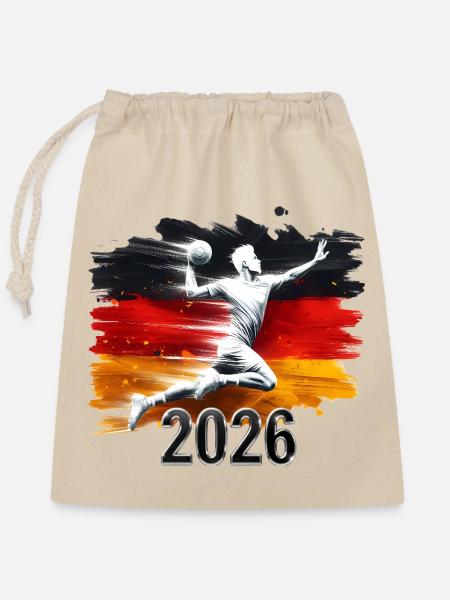 Deutschland Flaggen Handballer 2026 - Verschließbarer Geschenkbeutel aus Baumwolle (25x30cm) - Natur
