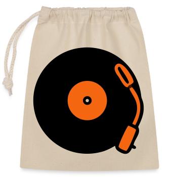 Schallplatte Plattenspieler Vinyl - Verschließbarer Geschenkbeutel aus Baumwolle (25x30cm) - Natur - Vorne